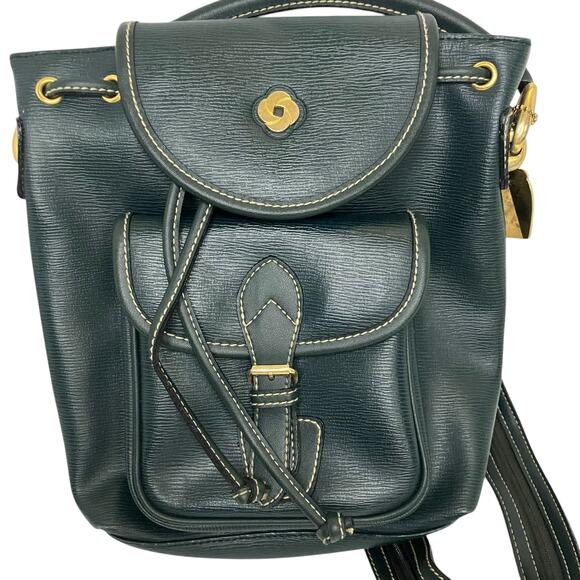 Vintage Samsonite Green Leather Drawstring Convertible Backpack - Picture 2 of 7